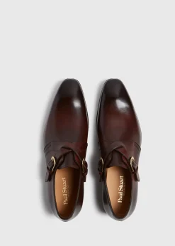Paul Stuart Monk Straps^Galante Double Cross Monk Strap Auburn Calf