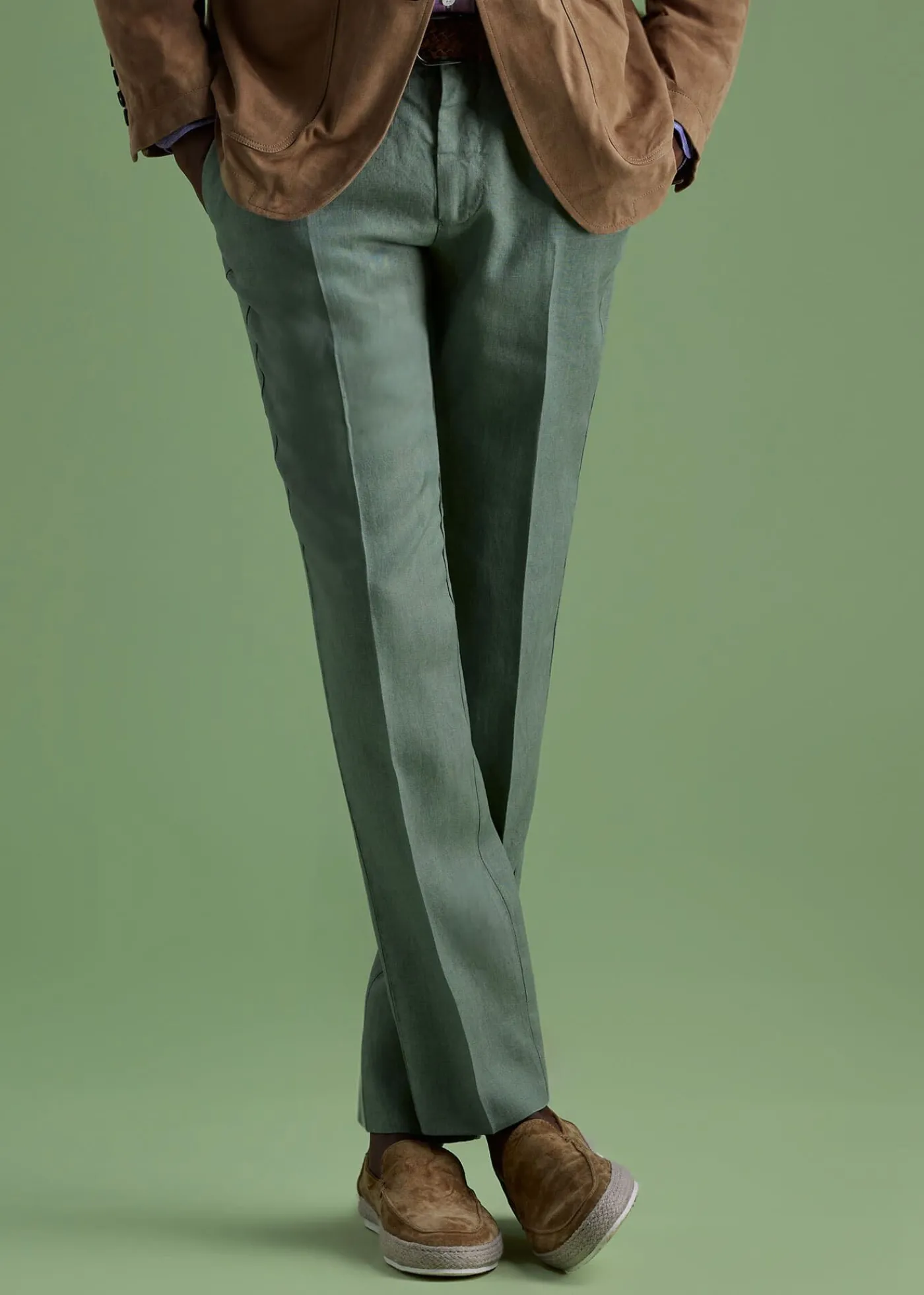 Paul Stuart Pants^Garment Washed Linen Pant Olive