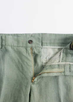 Paul Stuart Pants^Garment Washed Linen Pant Olive