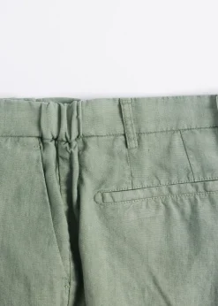 Paul Stuart Pants^Garment Washed Linen Pant Olive