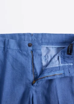 Paul Stuart Pants^Garment Washed Linen Pant Blue