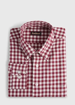 Paul Stuart Sport Shirts^Gingham Flannel Sport Shirt Burgundy