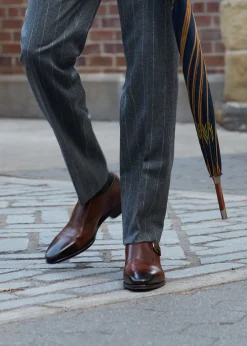 Paul Stuart Monk Straps^Giordano Leather Monk Strap Walnut Calf
