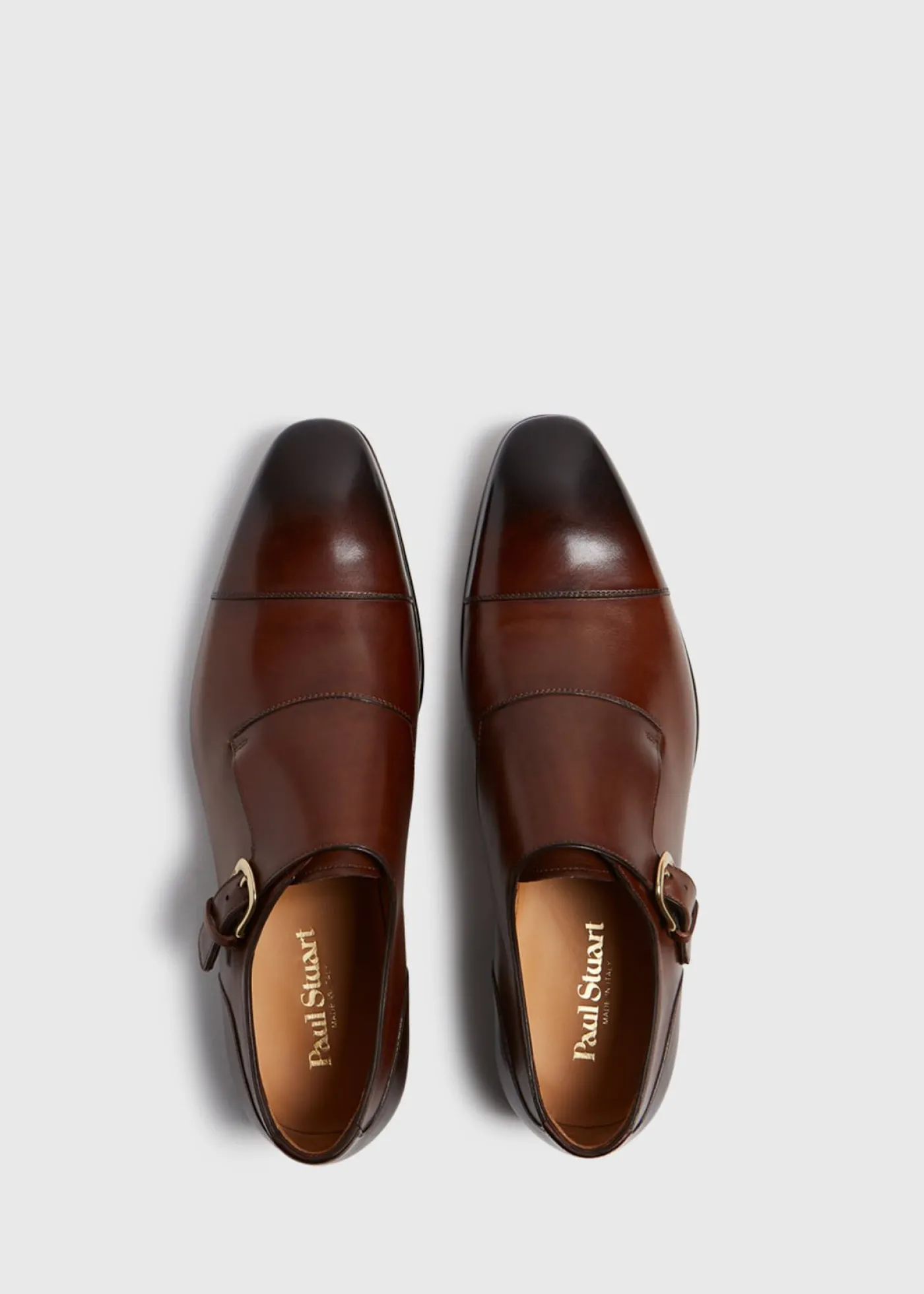 Paul Stuart Monk Straps^Giordano Leather Monk Strap Walnut Calf