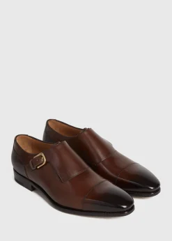 Paul Stuart Monk Straps^Giordano Leather Monk Strap Walnut Calf