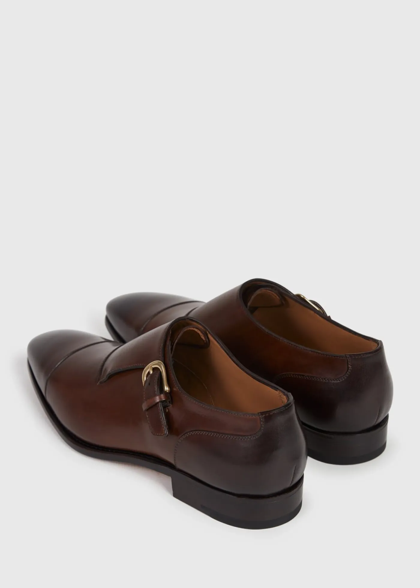 Paul Stuart Monk Straps^Giordano Leather Monk Strap Walnut Calf