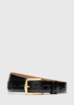 Paul Stuart Belts^Glazed Alligator Belt Black
