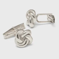 Paul Stuart Jewelry^Gold Plated Sterling Knot Cufflink & Stud Set Silver