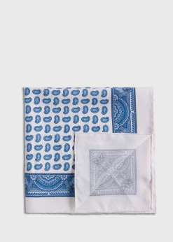 Paul Stuart Pocket Squares^Habotai Silk Paisley Pocket Square Cream