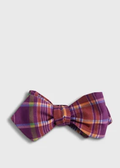 Paul Stuart Ties|Formal Shop^Habotai Silk Plaid Bow Tie Plum