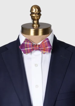 Paul Stuart Ties|Formal Shop^Habotai Silk Plaid Bow Tie Plum