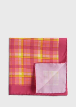 Paul Stuart Pocket Squares^Habotai Silk Plaid Pocket Square Berry