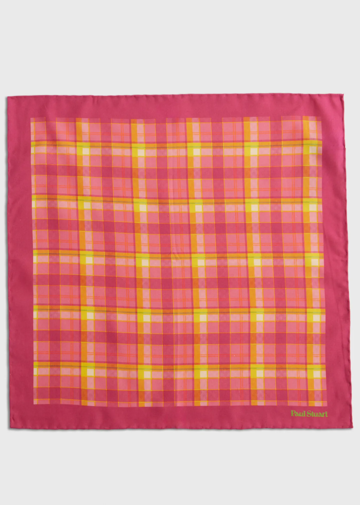 Paul Stuart Pocket Squares^Habotai Silk Plaid Pocket Square Berry