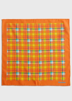Paul Stuart Pocket Squares^Habotai Silk Plaid Pocket Square Orange