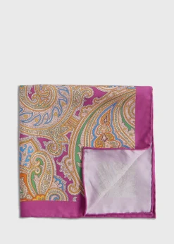 Paul Stuart Pocket Squares^Habotai Silk Summer Paisley Pocket Square Berry
