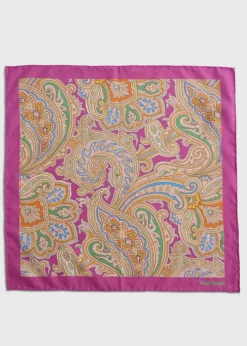 Paul Stuart Pocket Squares^Habotai Silk Summer Paisley Pocket Square Berry