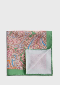 Paul Stuart Pocket Squares^Habotai Silk Summer Paisley Pocket Square Mint