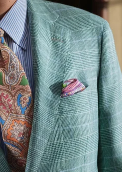 Paul Stuart Pocket Squares^Habotai Silk Summer Paisley Pocket Square Mint