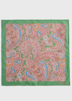 Paul Stuart Pocket Squares^Habotai Silk Summer Paisley Pocket Square Mint