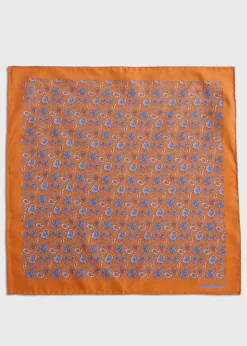 Paul Stuart Pocket Squares|Formal Shop^Habotai Silk Tossed Pine Pocket Square Orange