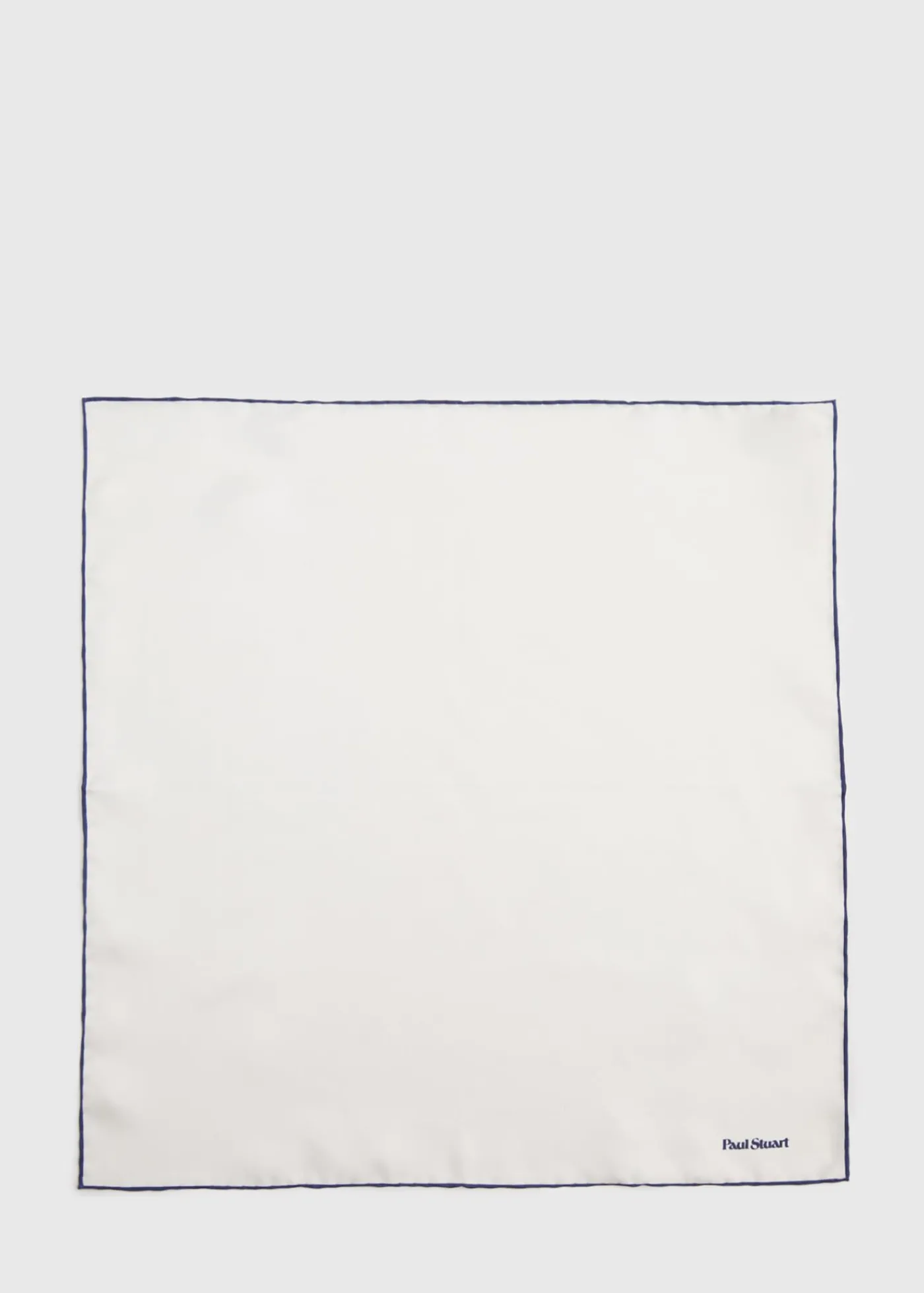 Paul Stuart Pocket Squares|Formal Shop^Hand Screen Printed Silk Pocket Square White/Navy