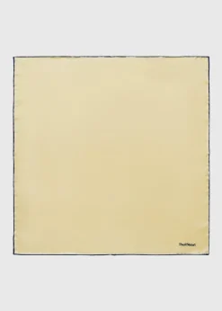 Paul Stuart Pocket Squares^Hand Screen Printed Silk Pocket Square Yellow/Navy