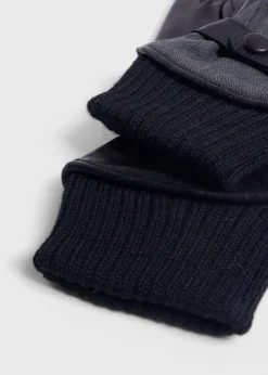 Paul Stuart Scarves, Hats, Gloves^Herringbone & Leather Gloves Charcoal