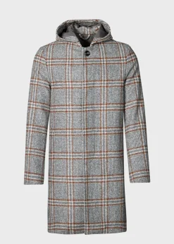 Paul Stuart Outerwear^Hooded Plaid Coat Grey