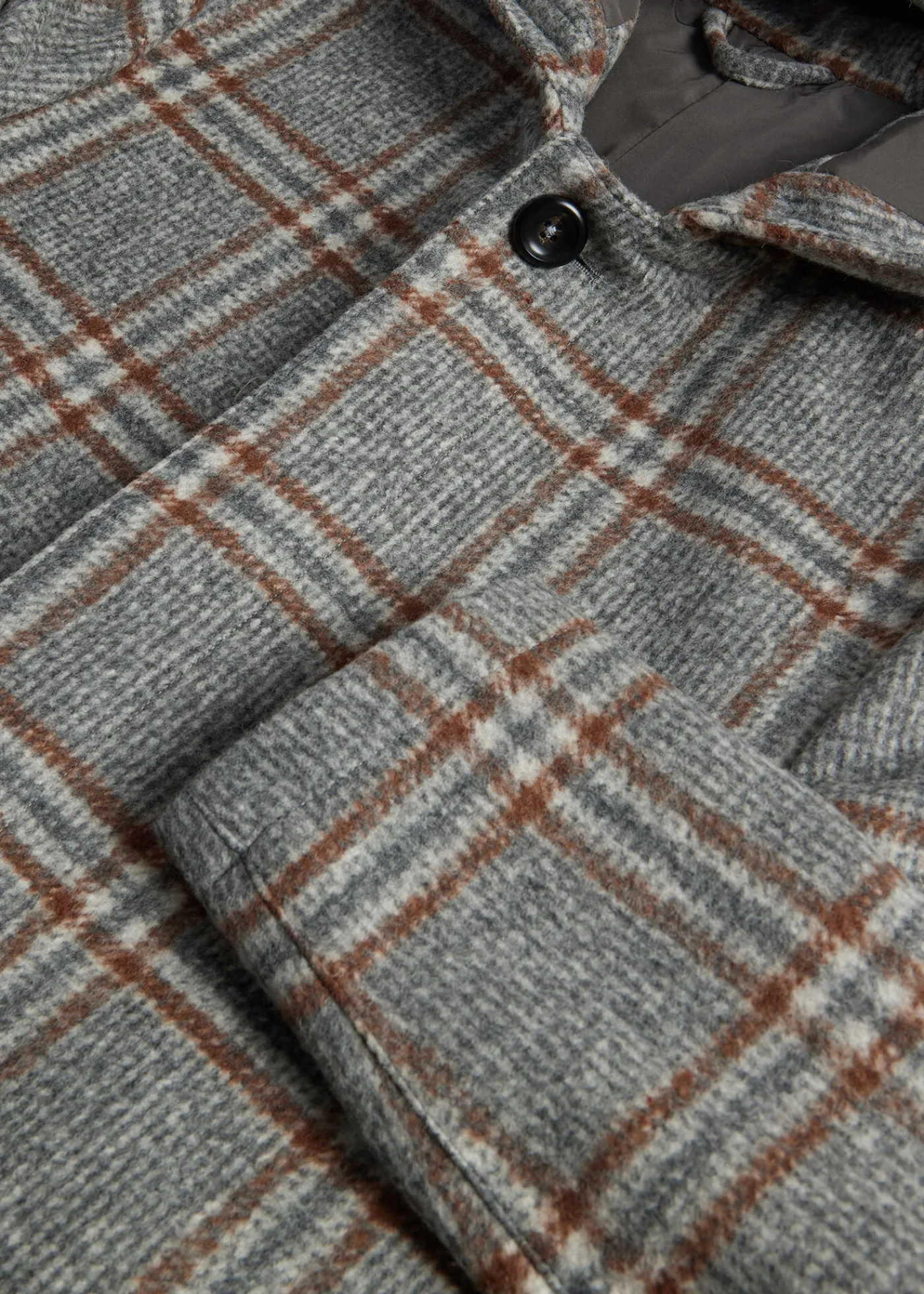 Paul Stuart Outerwear^Hooded Plaid Coat Grey