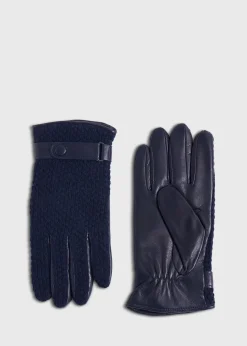 Paul Stuart Scarves, Hats, Gloves^Knit And Leather Two Tone Glove Navy