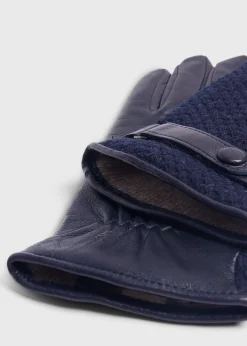 Paul Stuart Scarves, Hats, Gloves^Knit And Leather Two Tone Glove Navy