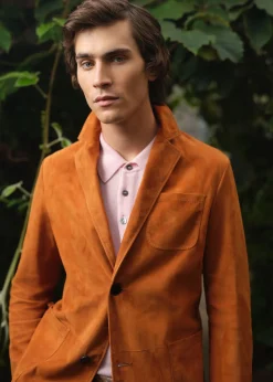 Paul Stuart Blazers & Jackets|Outerwear^Lamb Suede Jacket Rust