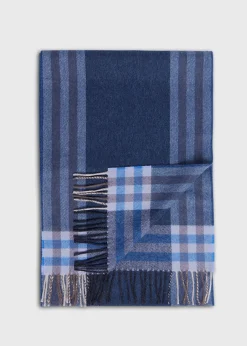 Paul Stuart Scarves, Hats, Gloves^Lambswool & Cashmere Plaid Scarf Navy