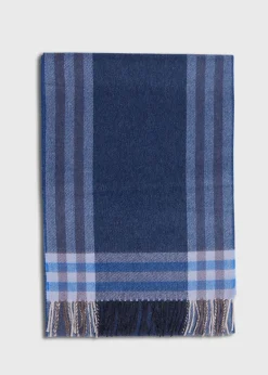 Paul Stuart Scarves, Hats, Gloves^Lambswool & Cashmere Plaid Scarf Navy