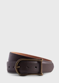 Paul Stuart Belts^Leather Belt With Brass Buckle Brown