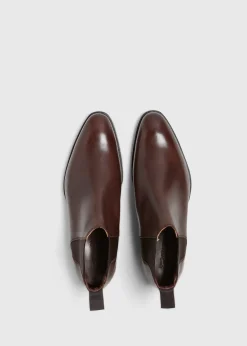 Paul Stuart Boots^Leather Half Chelsea Boot Chestnut Brown