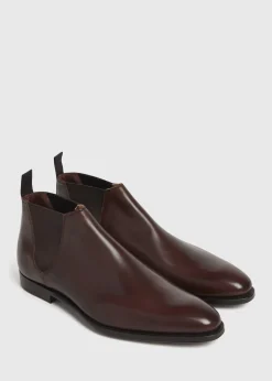 Paul Stuart Boots^Leather Half Chelsea Boot Chestnut Brown