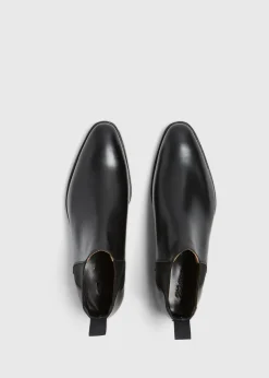 Paul Stuart Boots^Leather Half Chelsea Boot Black