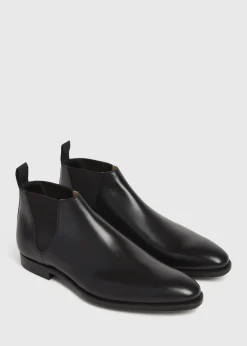 Paul Stuart Boots^Leather Half Chelsea Boot Black