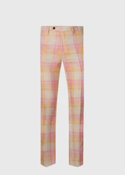 Paul Stuart Dress Pants|Pants^Linen & Cotton Plaid Trousers Coral