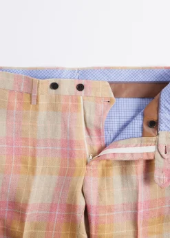 Paul Stuart Dress Pants|Pants^Linen & Cotton Plaid Trousers Coral