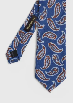 Paul Stuart Ties^Linen & Silk Summer Paisley Tie Blue