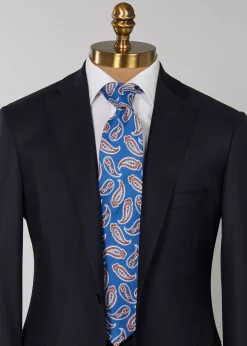 Paul Stuart Ties^Linen & Silk Summer Paisley Tie Blue
