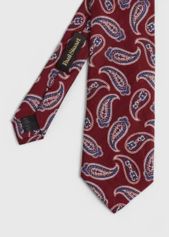Paul Stuart Ties^Linen & Silk Summer Paisley Tie Red