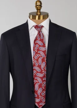 Paul Stuart Ties^Linen & Silk Summer Paisley Tie Red