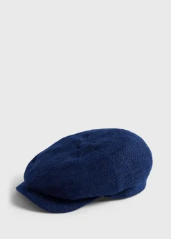 Paul Stuart Scarves, Hats, Gloves^Linen & Wool Newsboy Hat Blue