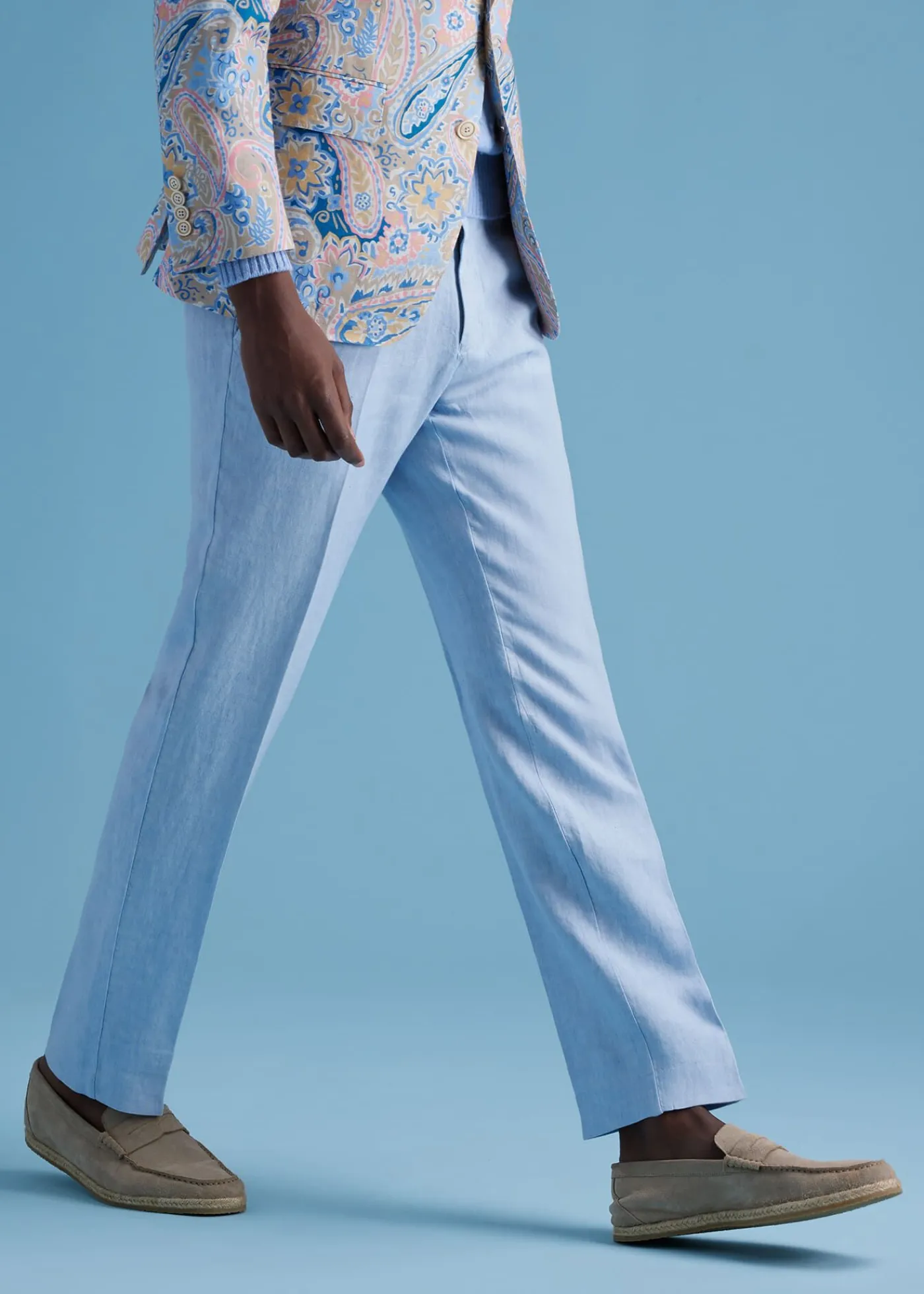 Paul Stuart Pants^Linen Drawstring Trouser Light Blue
