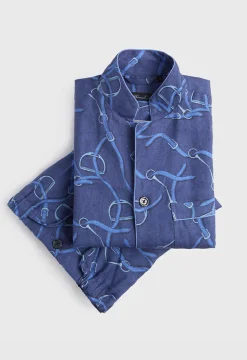 Paul Stuart Pajamas & Loungewear^Linen Equestrian Print Pajama Indigo
