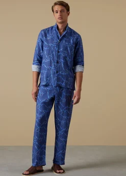 Paul Stuart Pajamas & Loungewear^Linen Equestrian Print Pajama Indigo