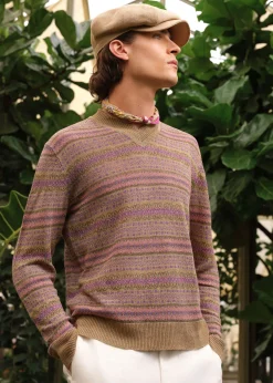 Paul Stuart Sweaters^Linen Fair Isle V-neck Sweater Natural